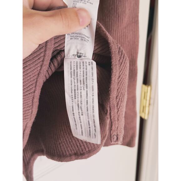 Abercrombie & Fitch Square Neck Ribbed Sweater Bodysuit Brown Medium Layer Fall - Picture 8 of 8